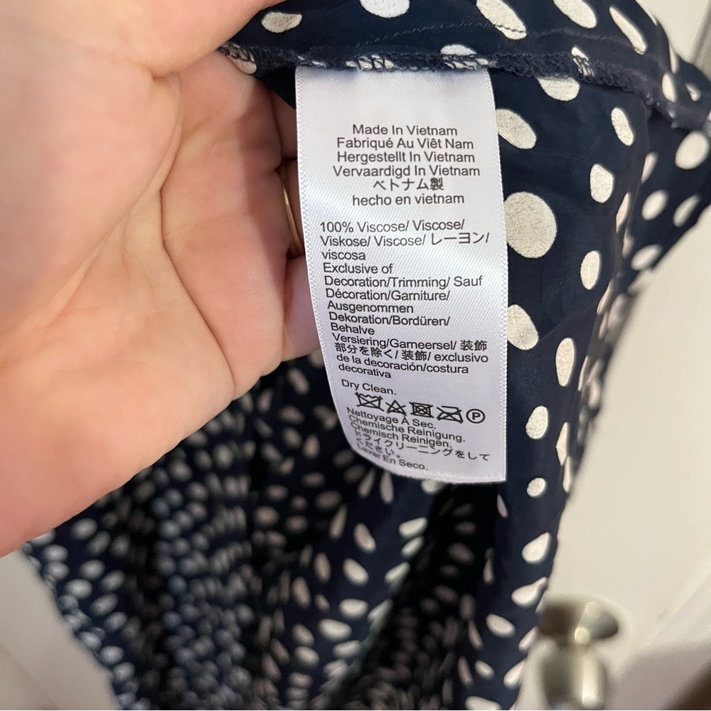 NWT Rouje x J. Crew Rencard navy and White Polka Dot Midi Wrap Dress - Picture 8 of 8